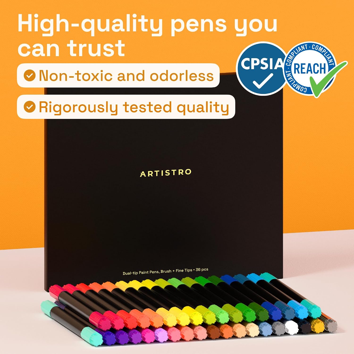 ARTISTRO 36 Dual-Tip Acrylic Paint Marker Pens for Drawing | For Fabric. Rock. Glass. Wood. & Molds. Arts & Crafts Gift for Adults. Teens. & Kids. Classroom Must Haves & School Supplies - Image 8