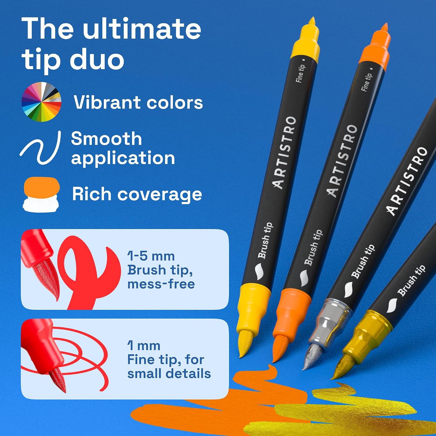 ARTISTRO 36 Dual-Tip Acrylic Paint Marker Pens for Drawing | For Fabric. Rock. Glass. Wood. & Molds. Arts & Crafts Gift for Adults. Teens. & Kids. Classroom Must Haves & School Supplies - Image 3