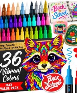 ARTISTRO 36 Dual-Tip Acrylic Paint Marker Pens for Drawing | For Fabric. Rock. Glass. Wood. & Molds. Arts & Crafts Gift for Adults. Teens. & Kids. Classroom Must Haves & School Supplies