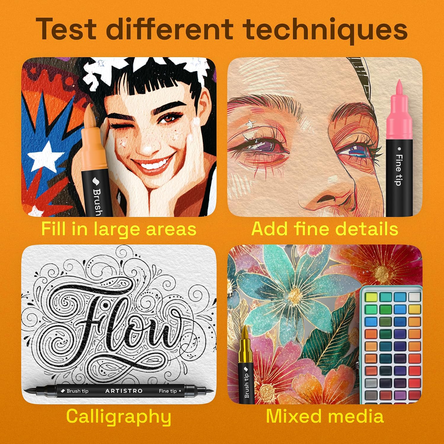 ARTISTRO 36 Dual-Tip Acrylic Paint Marker Pens for Drawing | For Fabric. Rock. Glass. Wood. & Molds. Arts & Crafts Gift for Adults. Teens. & Kids. Classroom Must Haves & School Supplies - Image 5